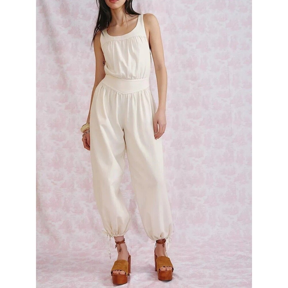 Free People We The Free Vintage Heirloom One-Piece Jumpsuit Smocked XL 287239